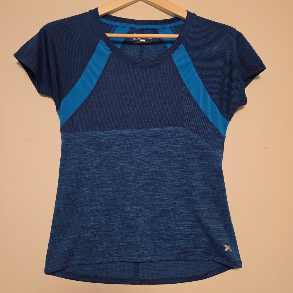 Xersion Performance Colorblock Space Dye Mesh Blue Athletic Shirt Size Small